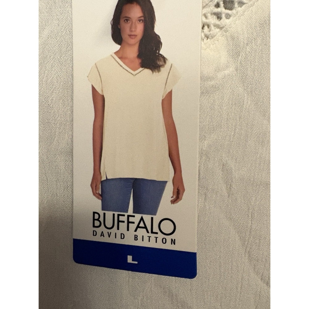 BUFFALO Ivory Cap Sleeve Blouse L NWT Flowy Viscose Top by David Bitton